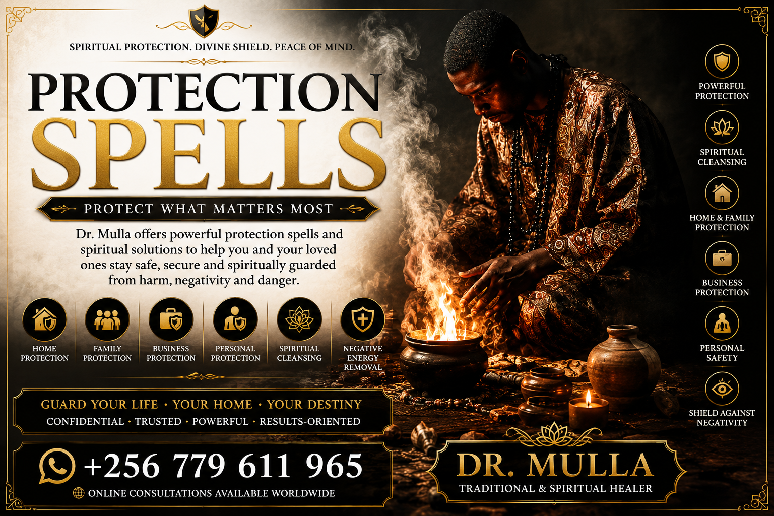Most Powerful Protection Spell Caster | Protection From Black Magic, Witchcraft, Evil Eye, Curses & Evil Spirits - Family & Business Protection - Dr. Mulla +256 779 611 965